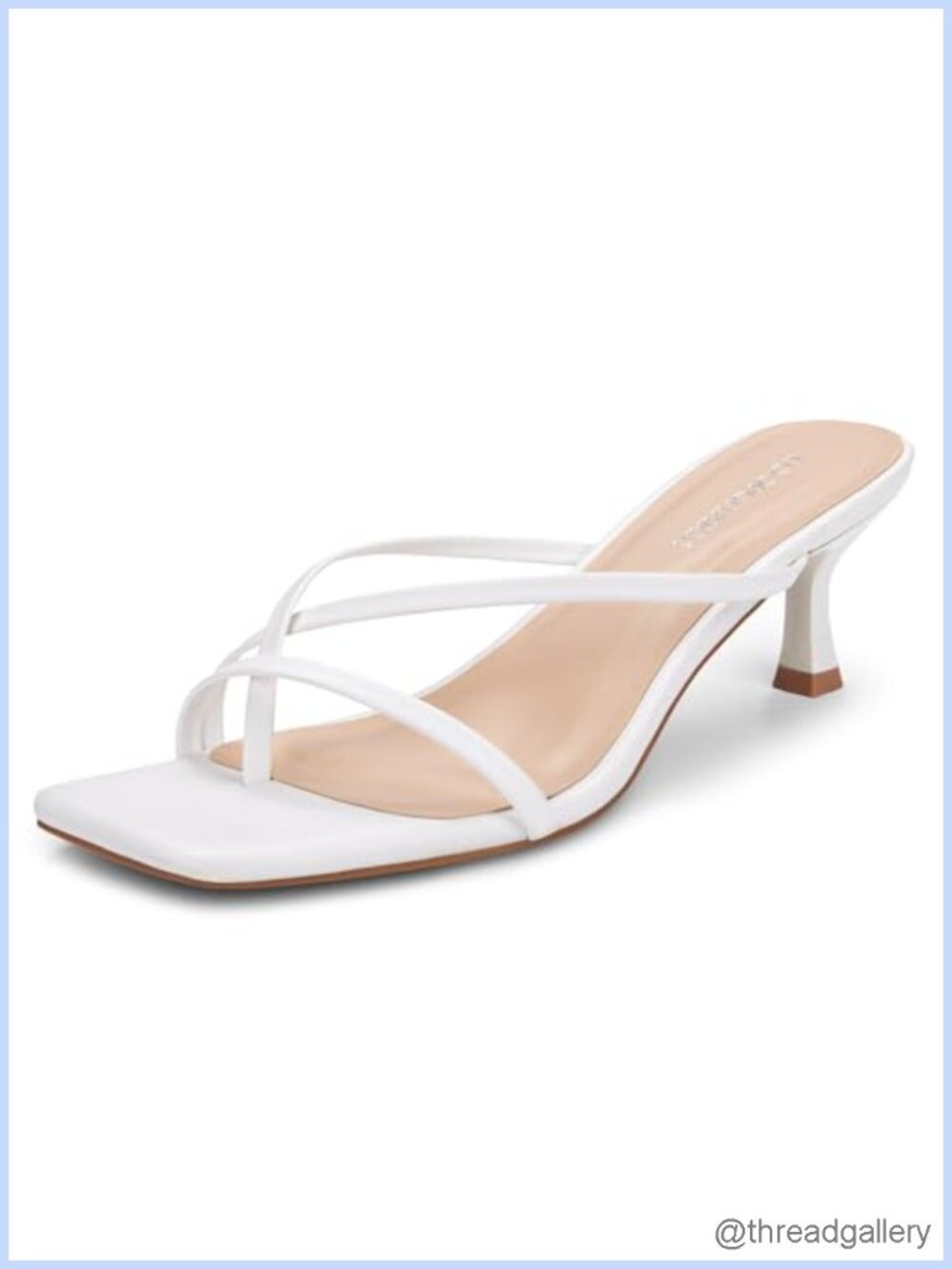 Womens Strappy Kitten Heels Square Open Toe Faux Leather Slingback Sandals